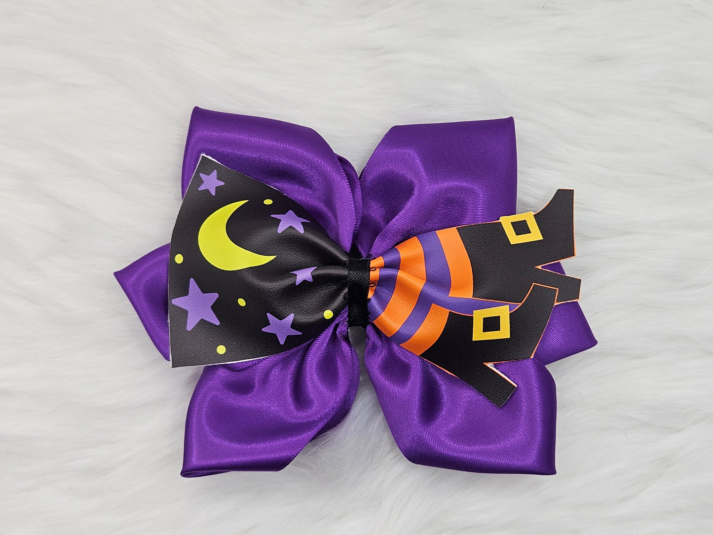 Large Purple “Halloween Feet" Hair Bow