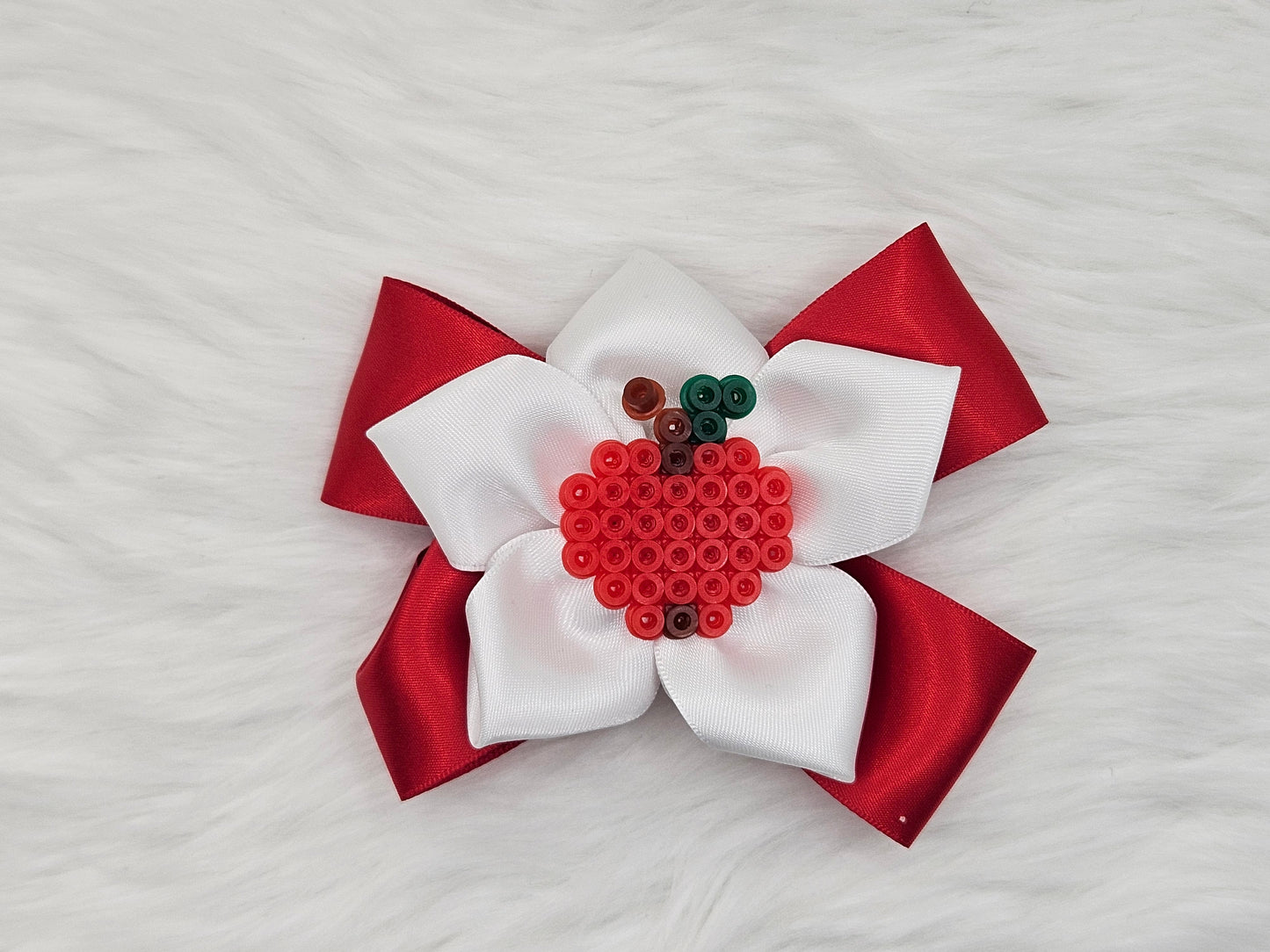 Medium "Apple and White" Hair Bow