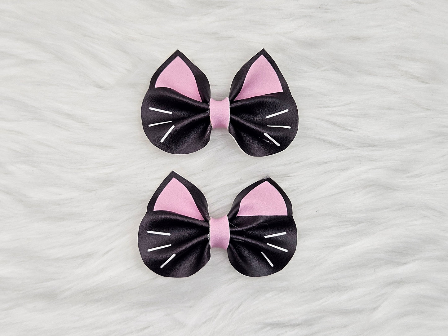 2 Small "Kitty Cat" Hair Bows