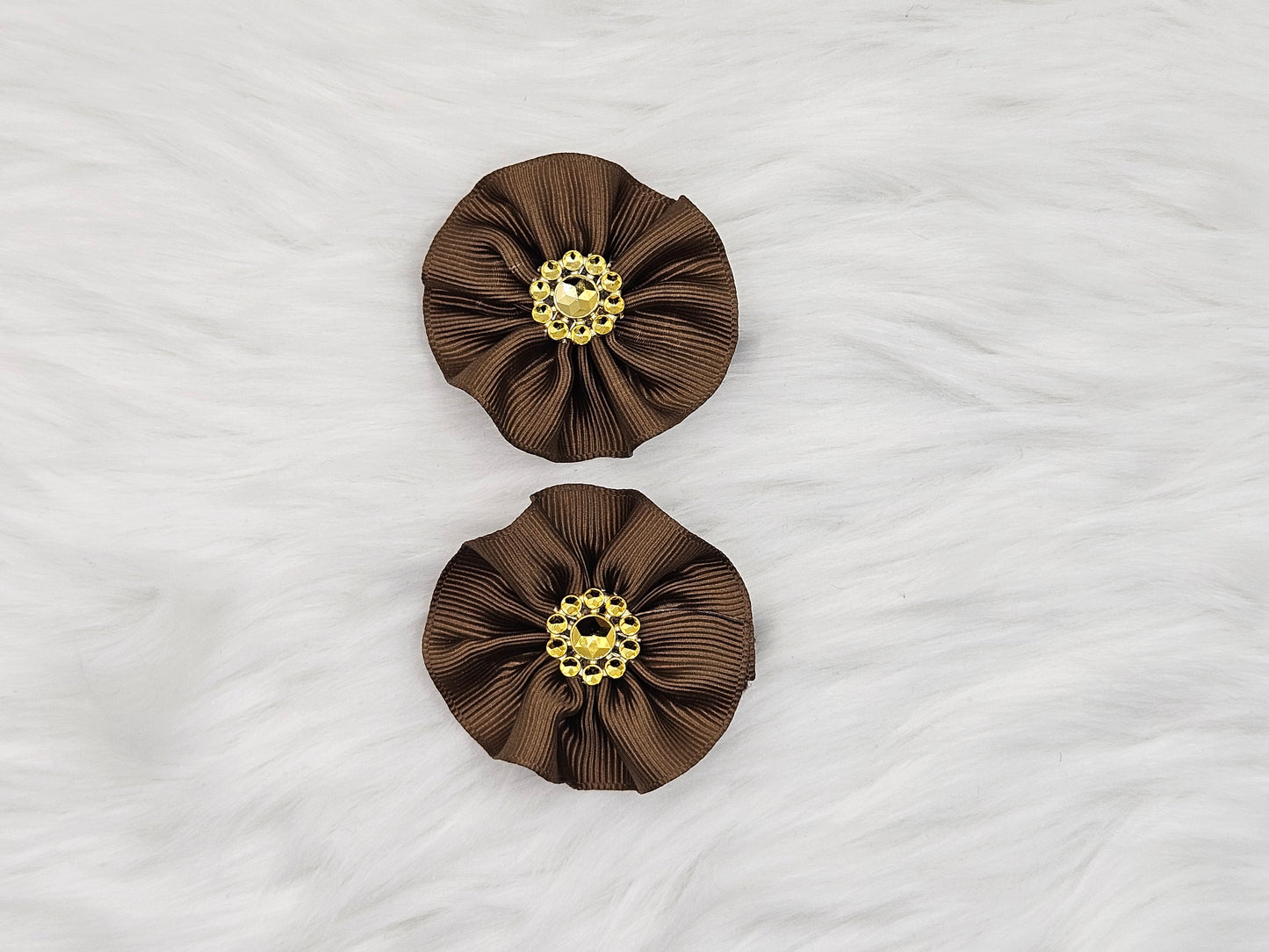 2 Small "Pretty in Brown" Hair Bows