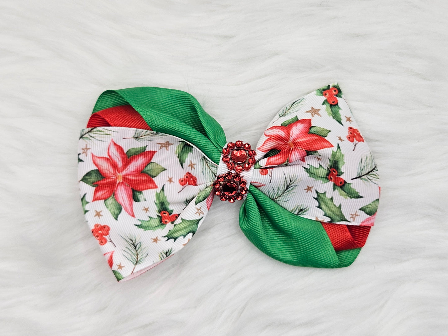 Large “Christmas Poinsettias" Hair Bow
