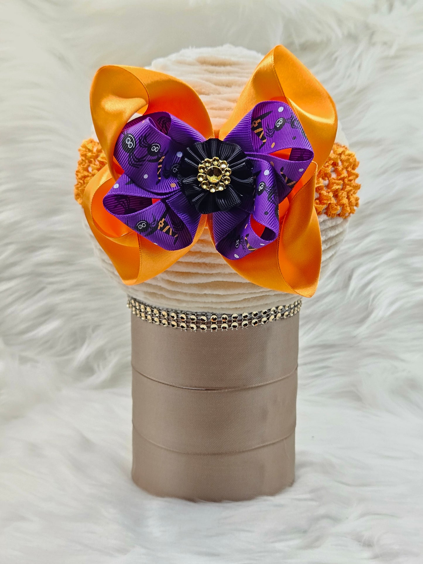 "Orange and Purple with Spiders" Headband