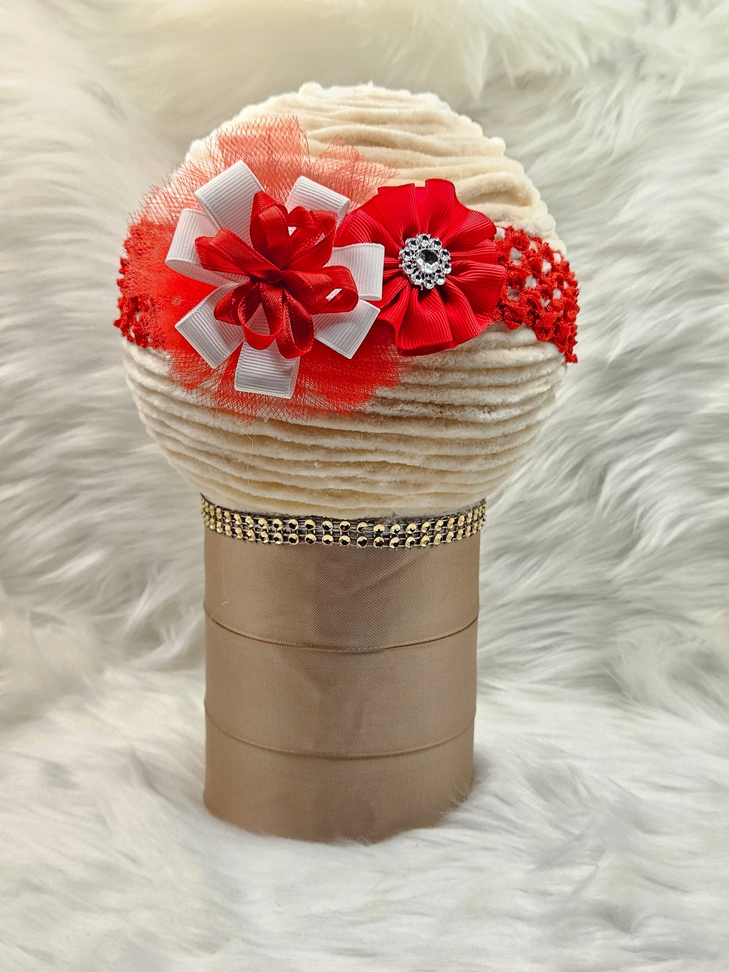 "Red and White Flowers" Headband