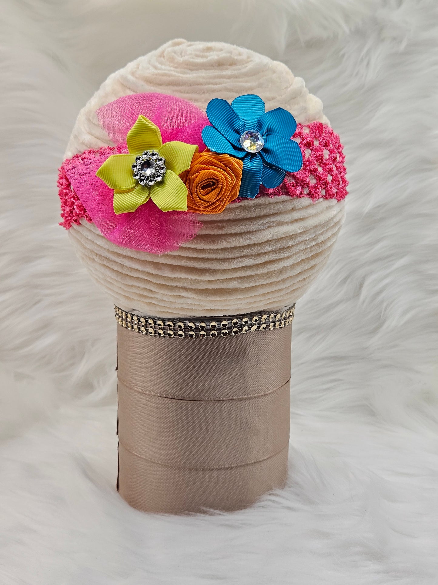 "Yellow Orange Blue Flowers" Headband