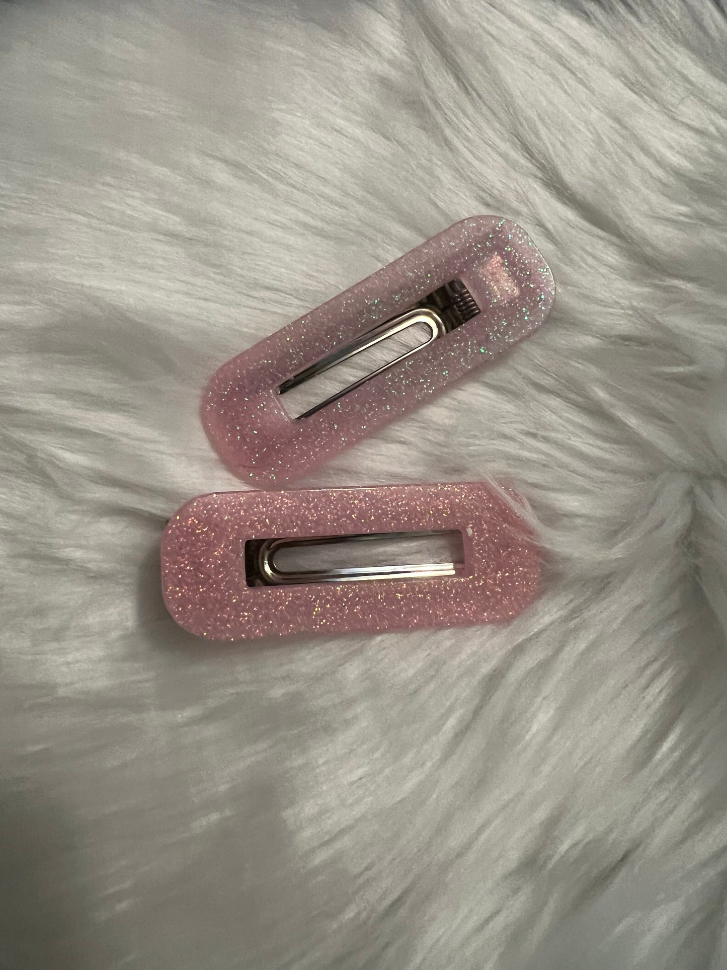 Pink Glitter Hair Clips