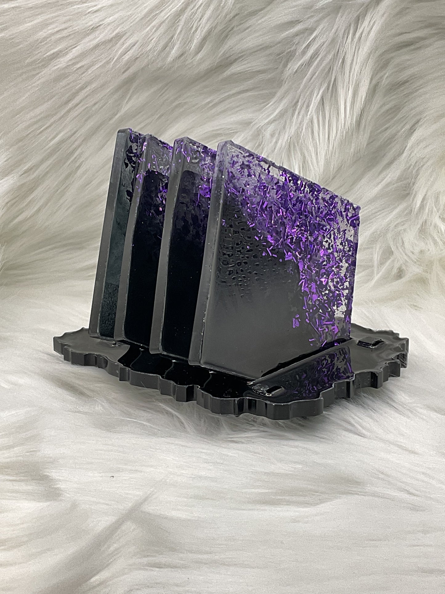 Black and Purple Confetti Coaster Set