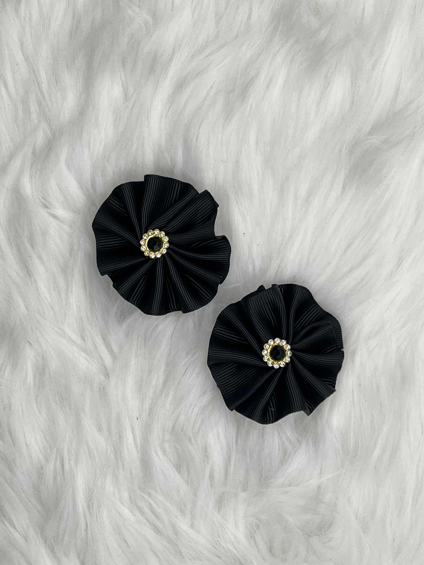 2 Small "Pretty in Black" Hair Bows