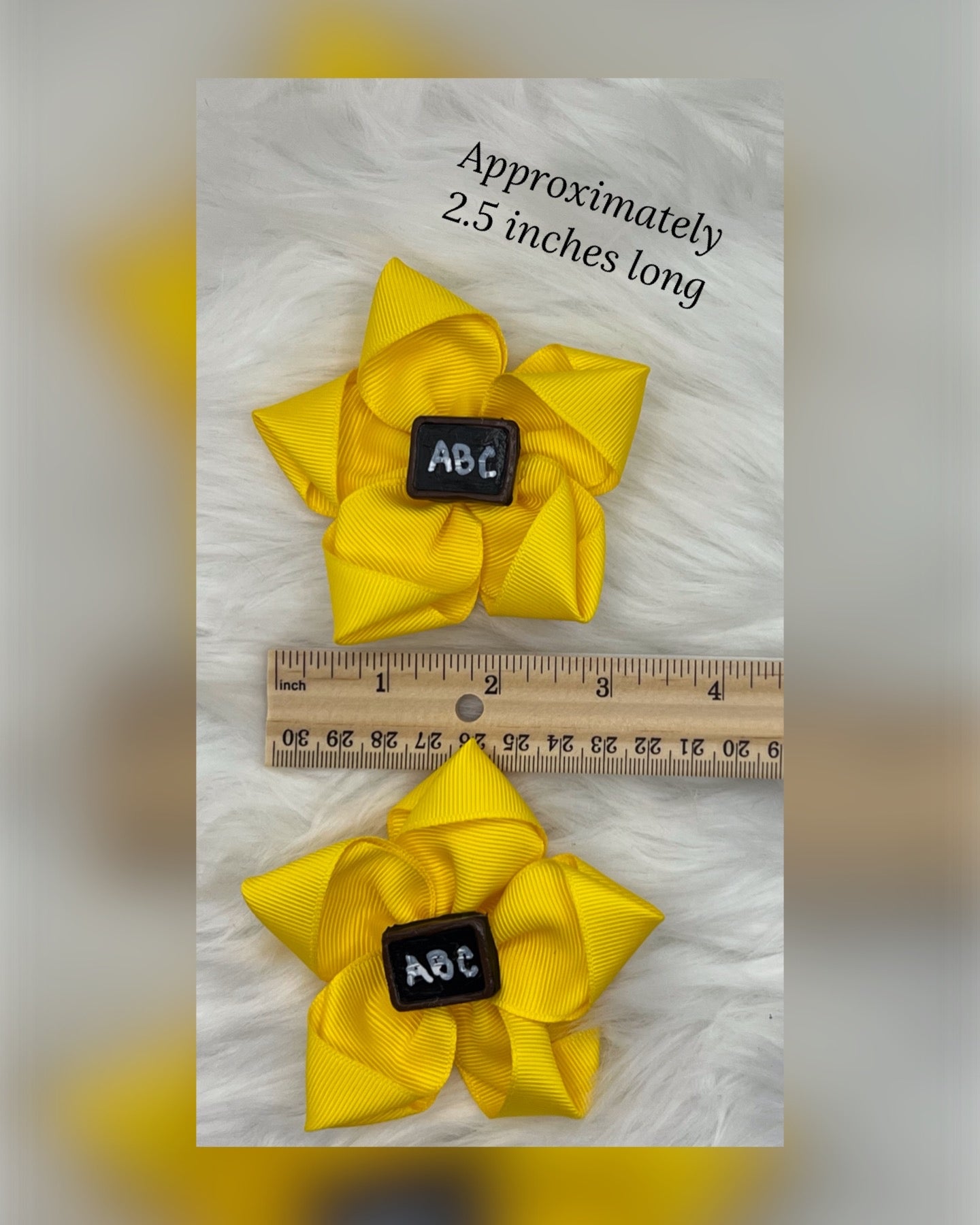 2 Small “Yellow ABC” Hair Bows