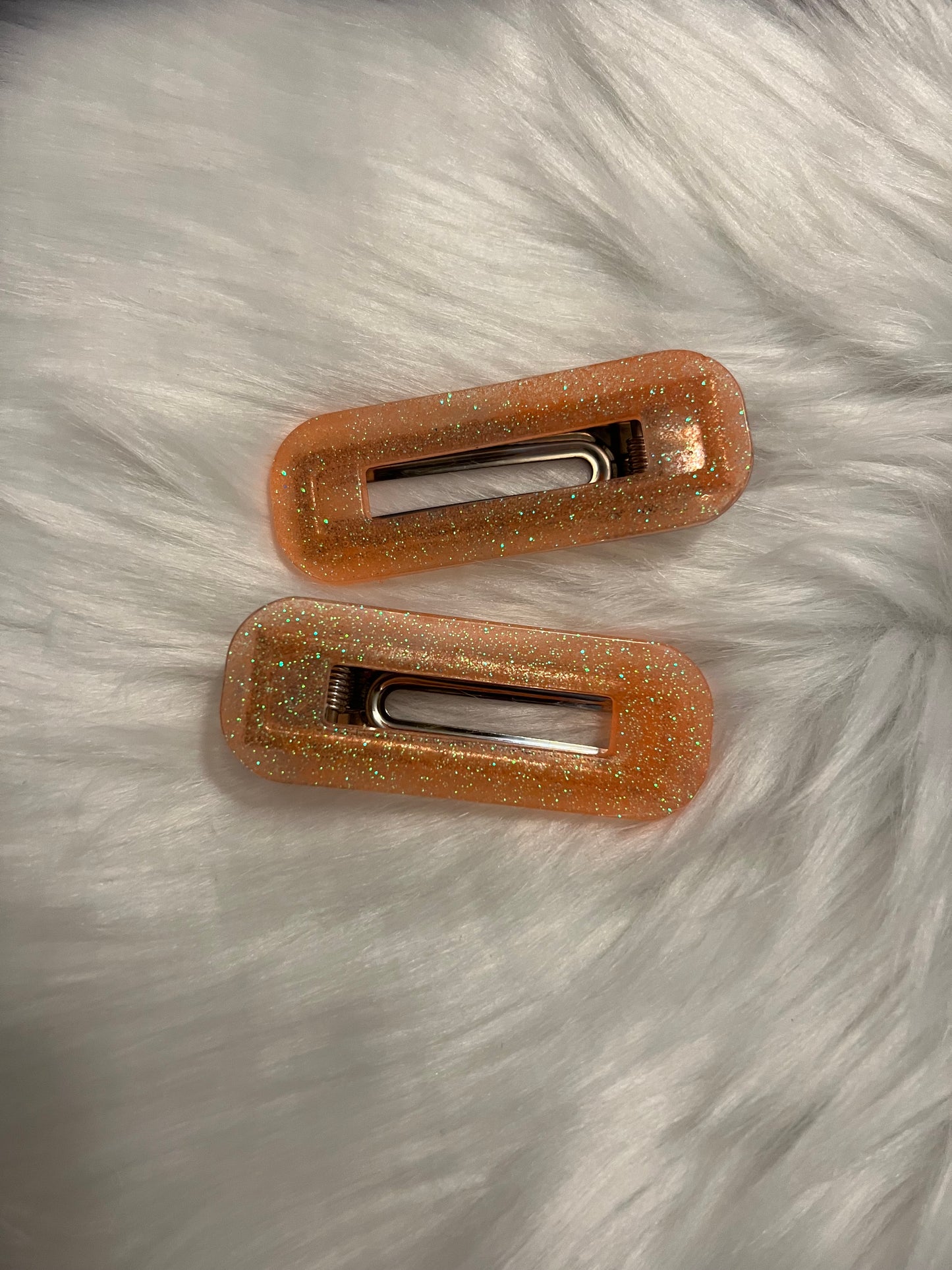 Glittery Orange Hair Clips