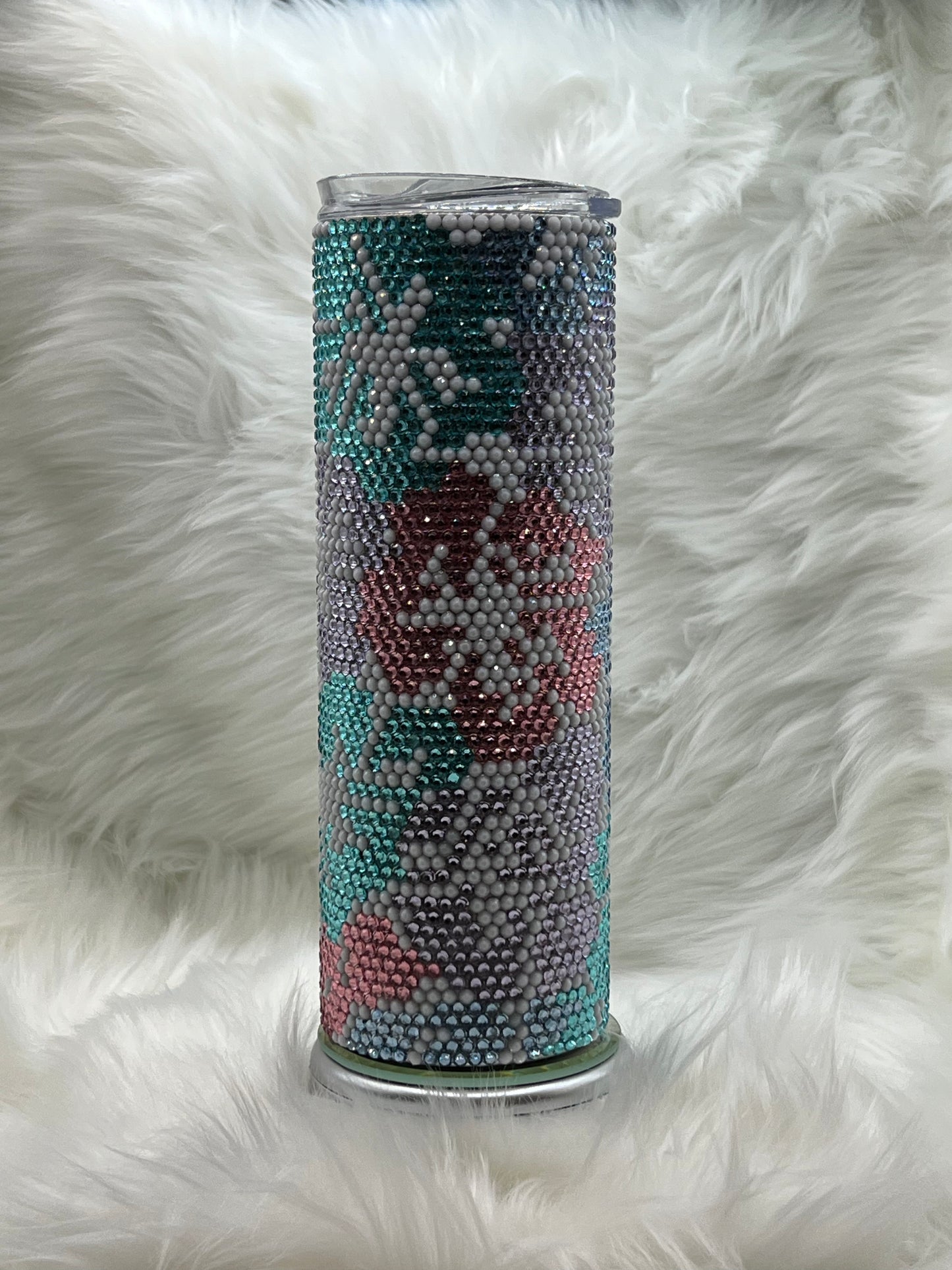 Hawaii flowers rhinestone tumbler