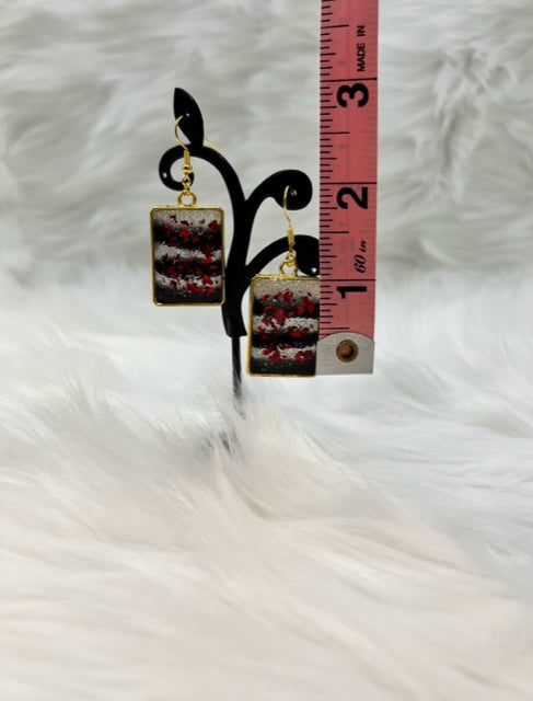 "Stripes with Red Sparkles" Earrings