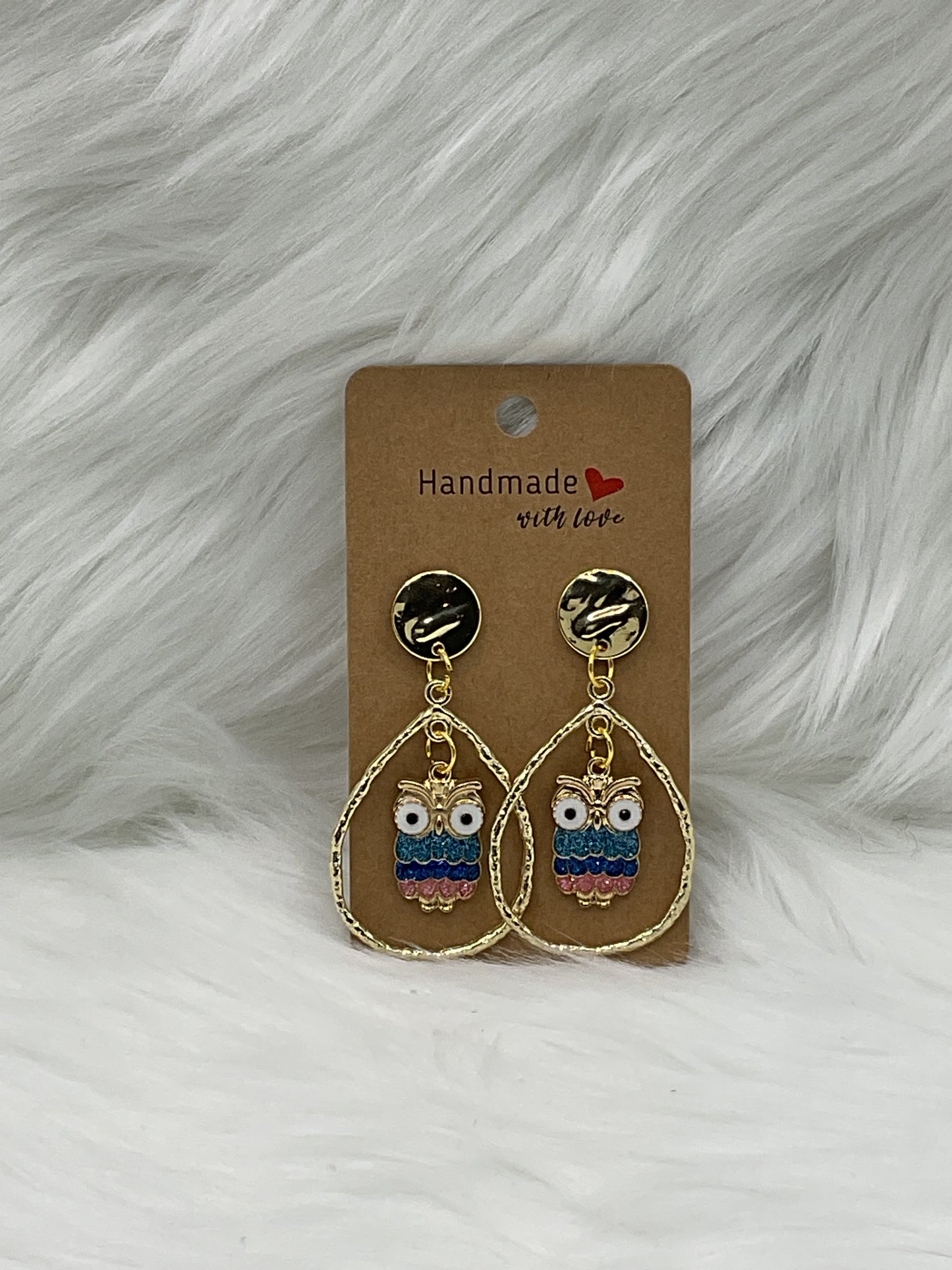 "Multicolor Owl Hoop" Earrings