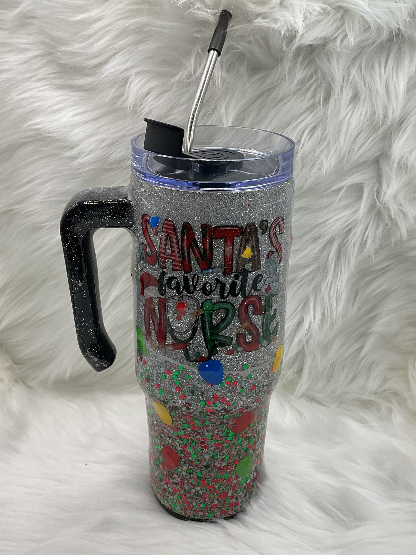 "Santa's Favorite Nurse" 30oz Tumbler with Lights