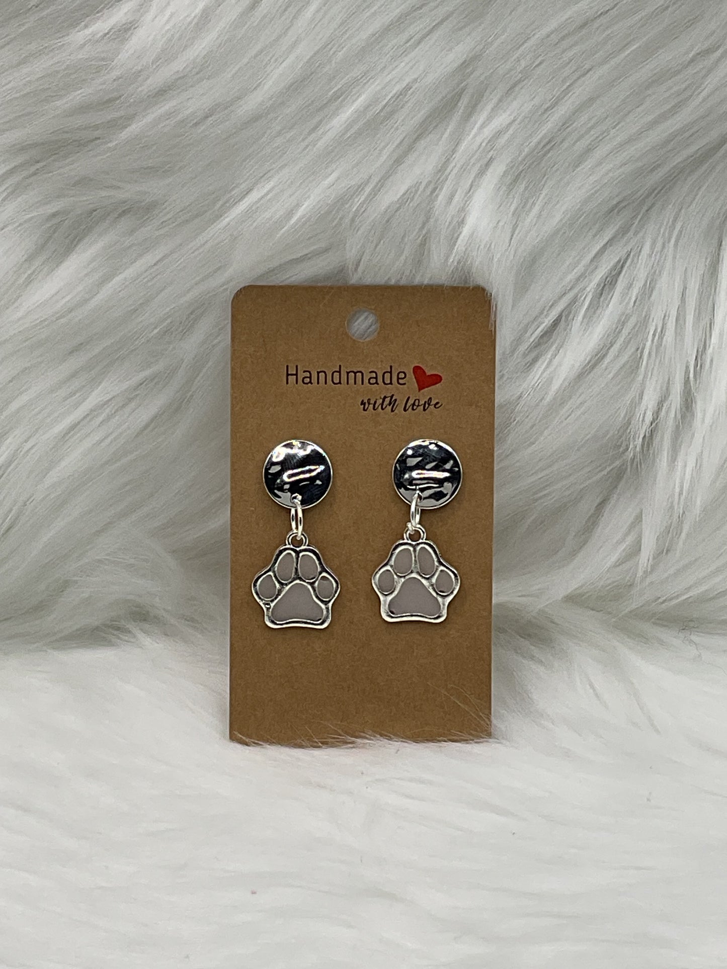 "Silver Dog Paw" Earrings