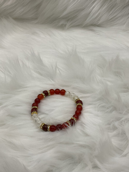 Clear and Red Bead Bracelet