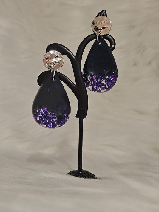 "Sparkly Purple Teardrop" Earrings