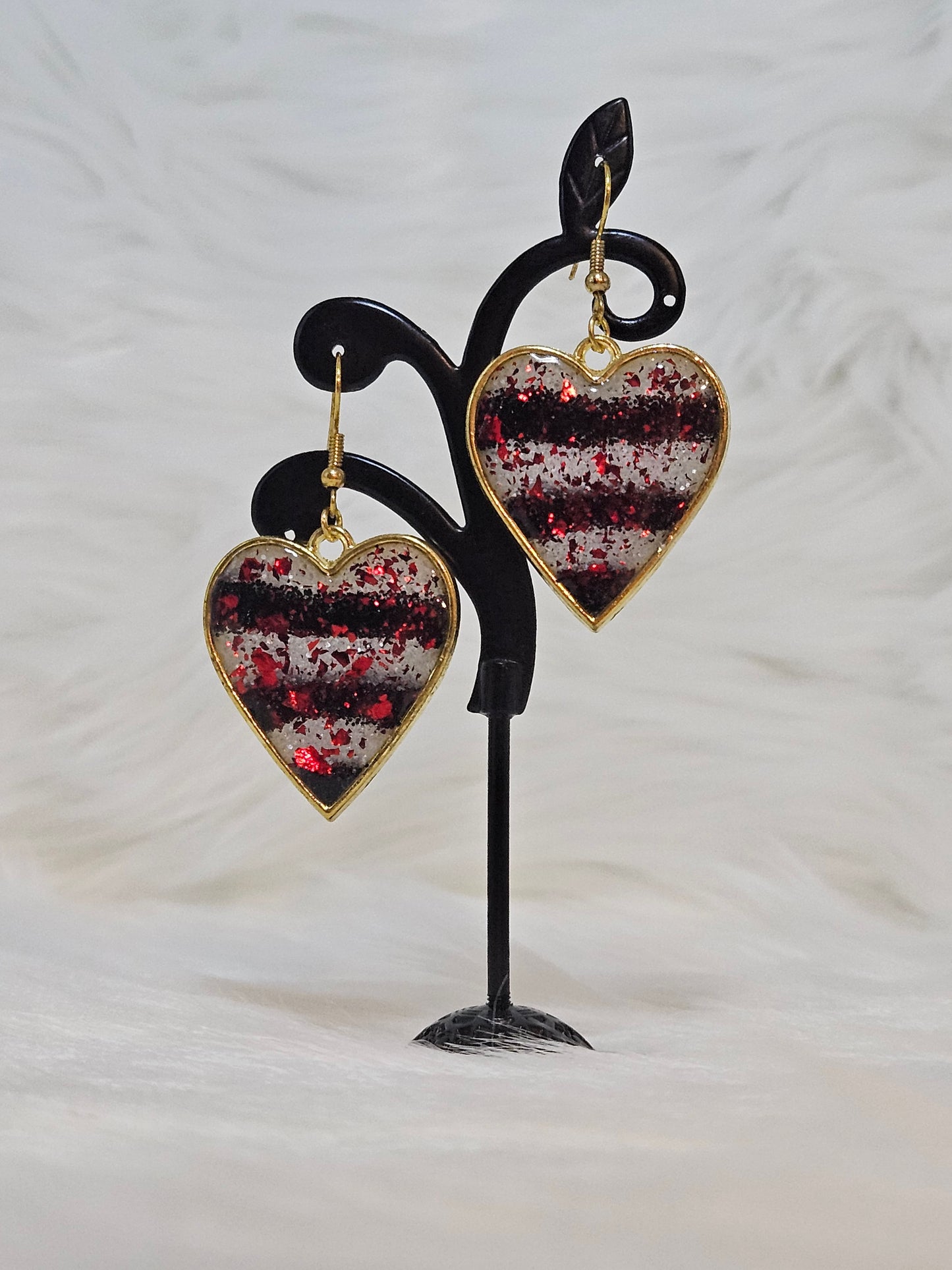 "Striped Heart" Earrings