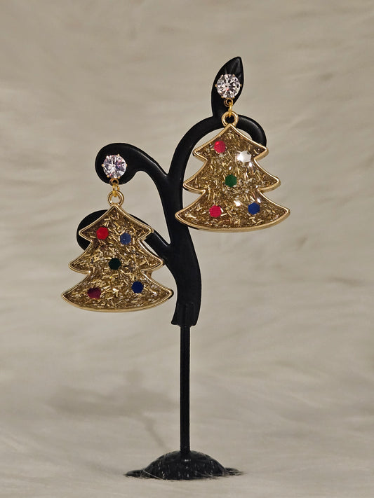 "Gold Christmas Tree" Earrings