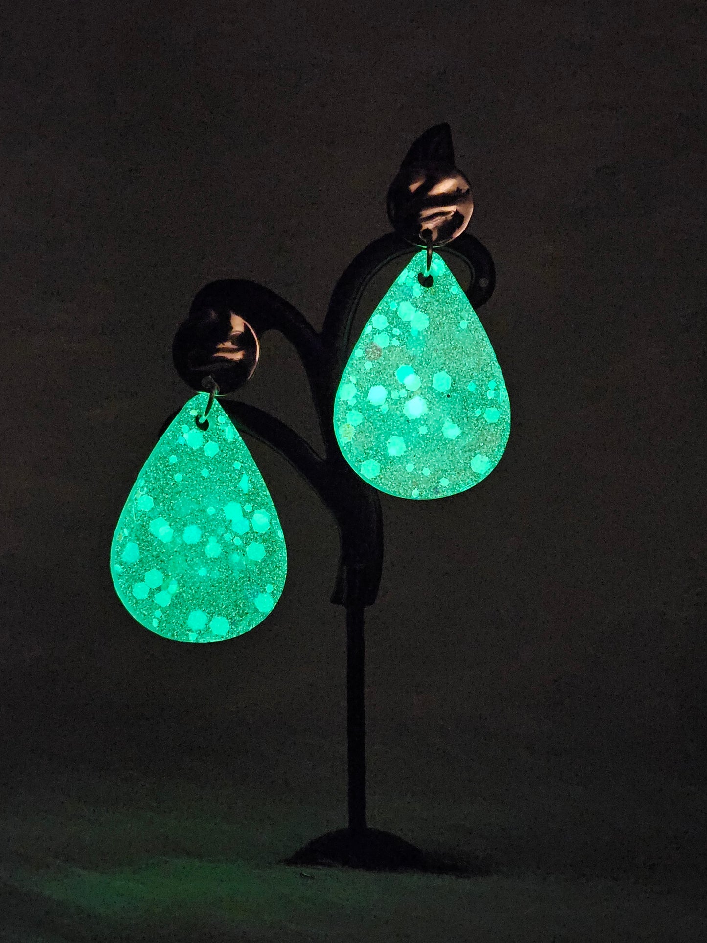 "Glowing Teardrop 1" Glow-in-the-Dark Earrings