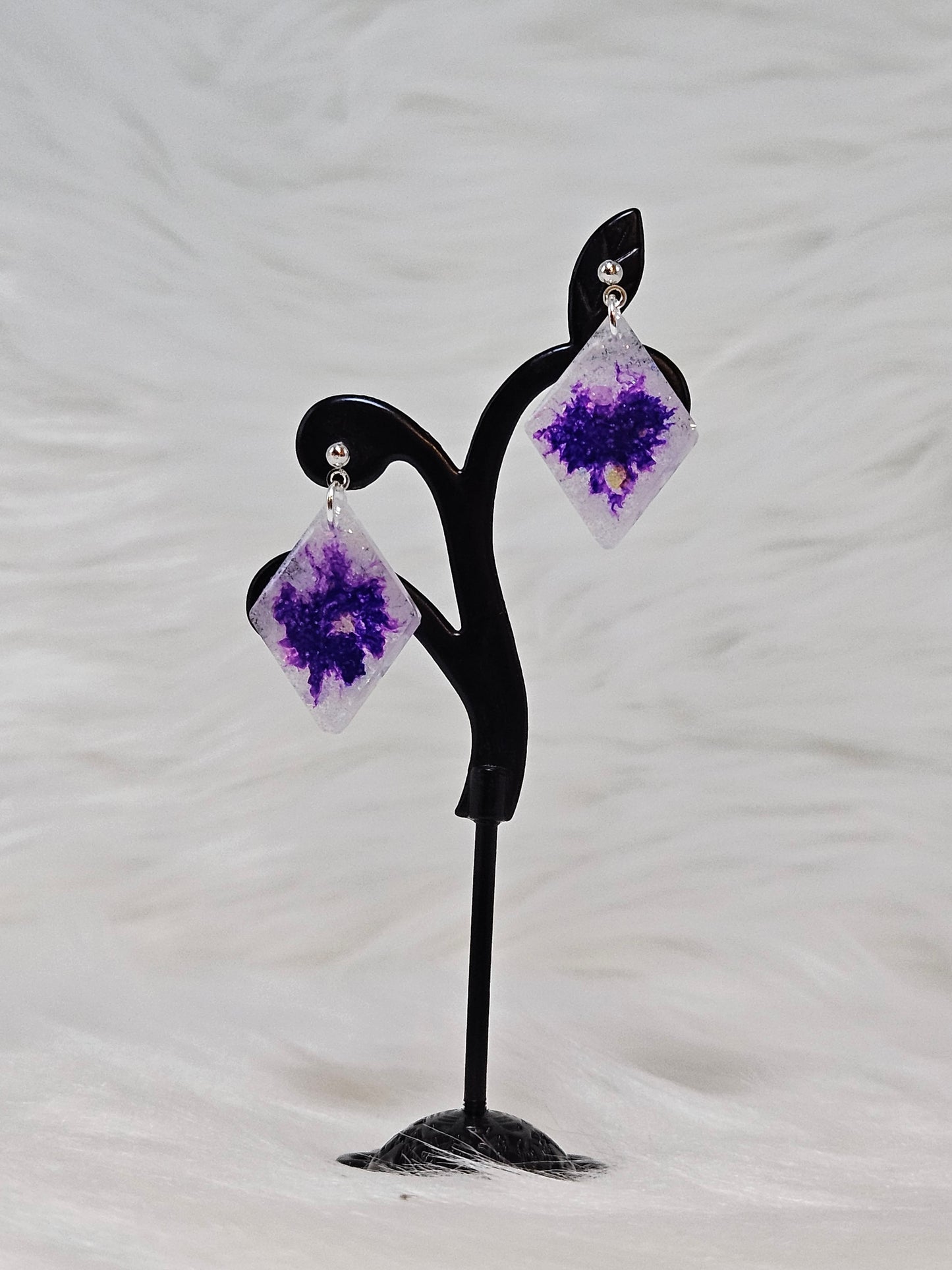 "Glowing Purple Diamond" Glow-in-the-Dark Earrings