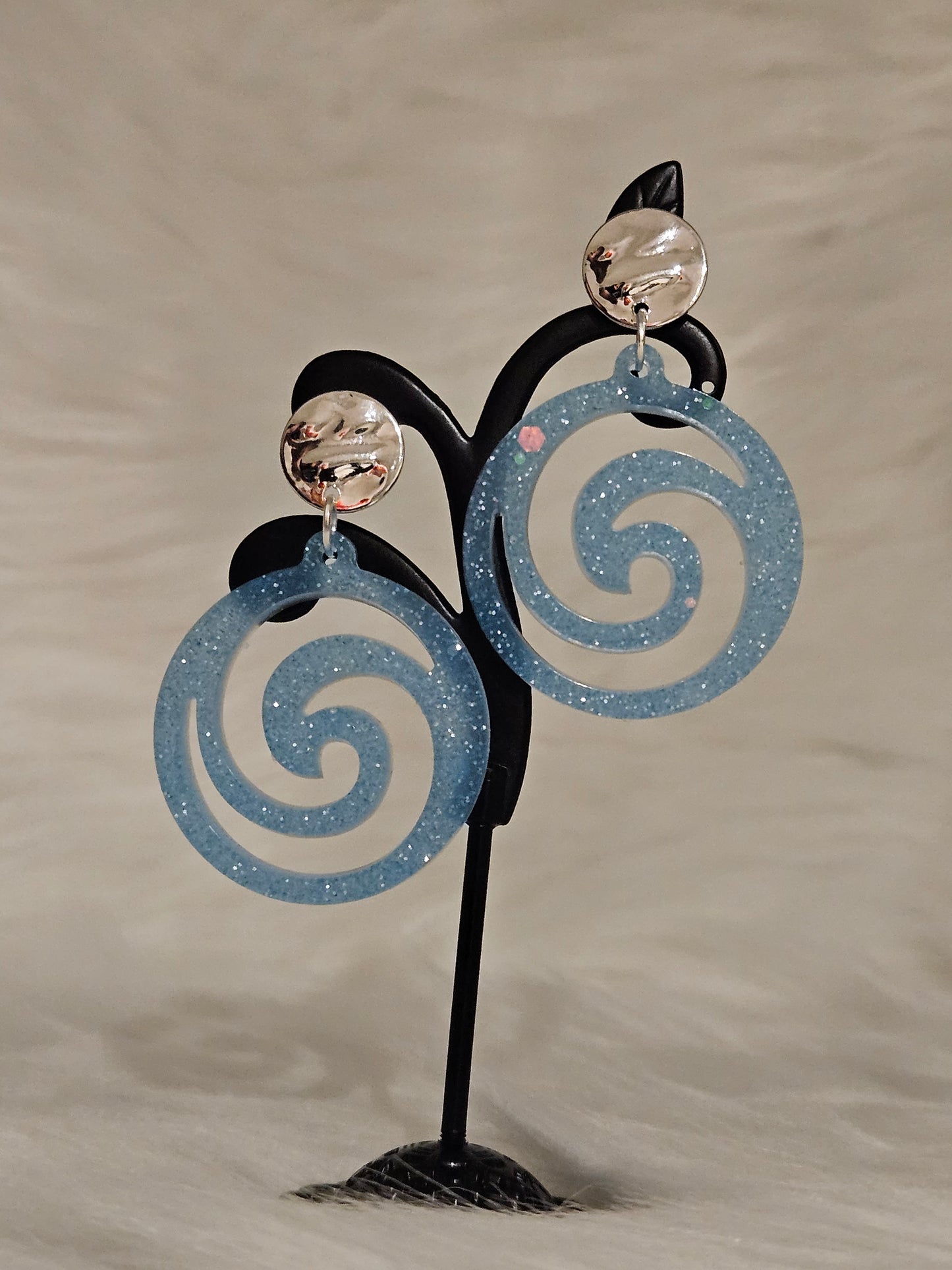 "Blue Spiral Glow" Glow-in-the-Dark Earrings