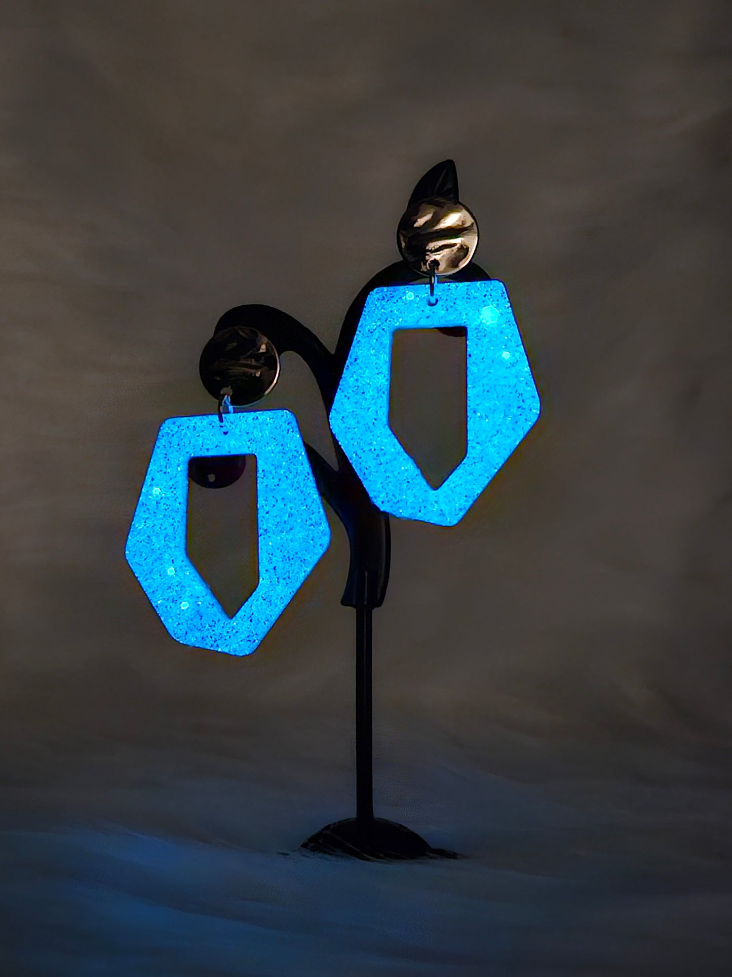 "Blue Glow O" Glow-in-the-Dark Earrings