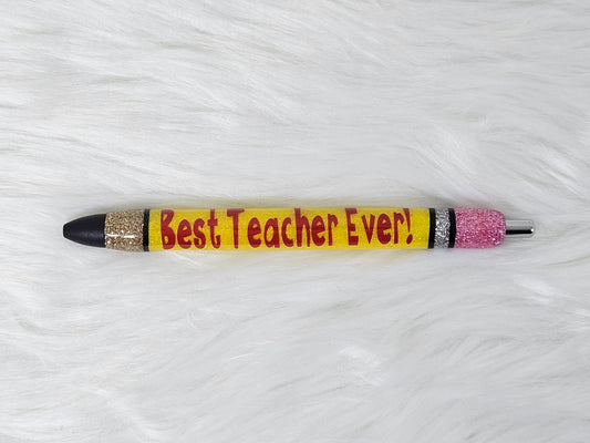 "Best Teacher Ever" Glittery Pen