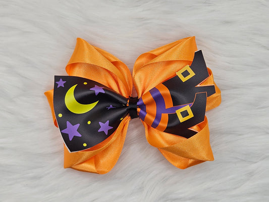 Large Orange “Halloween Feet" Hair Bow