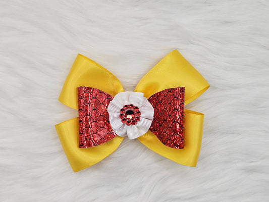 Medium Yellow and Red Hair Bow