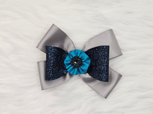 Medium Glittery Blue Hair Bow