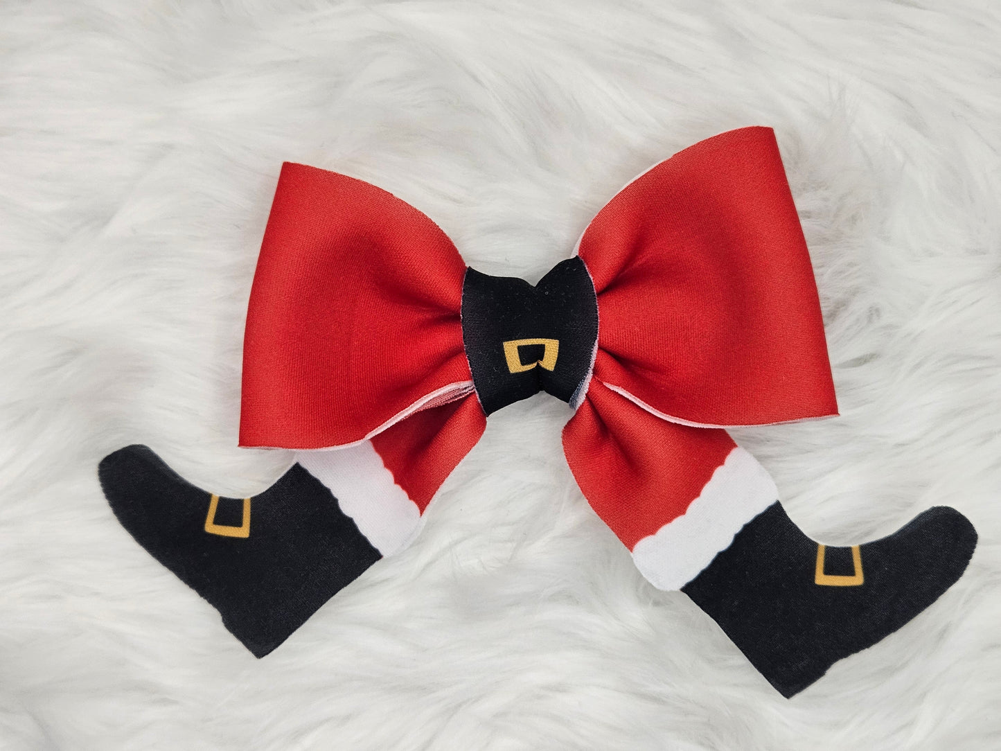 Large “Santa Feet" Hair Bow