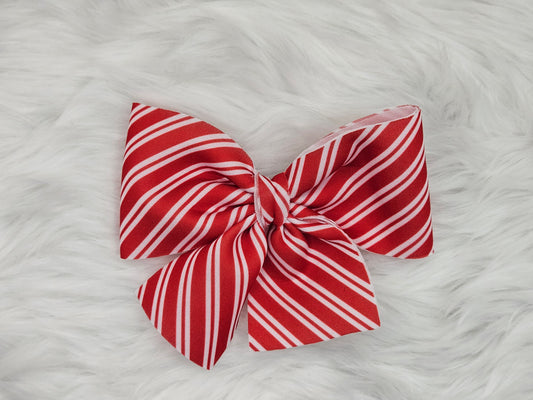 Large “Red and White Stripes" Hair Bow