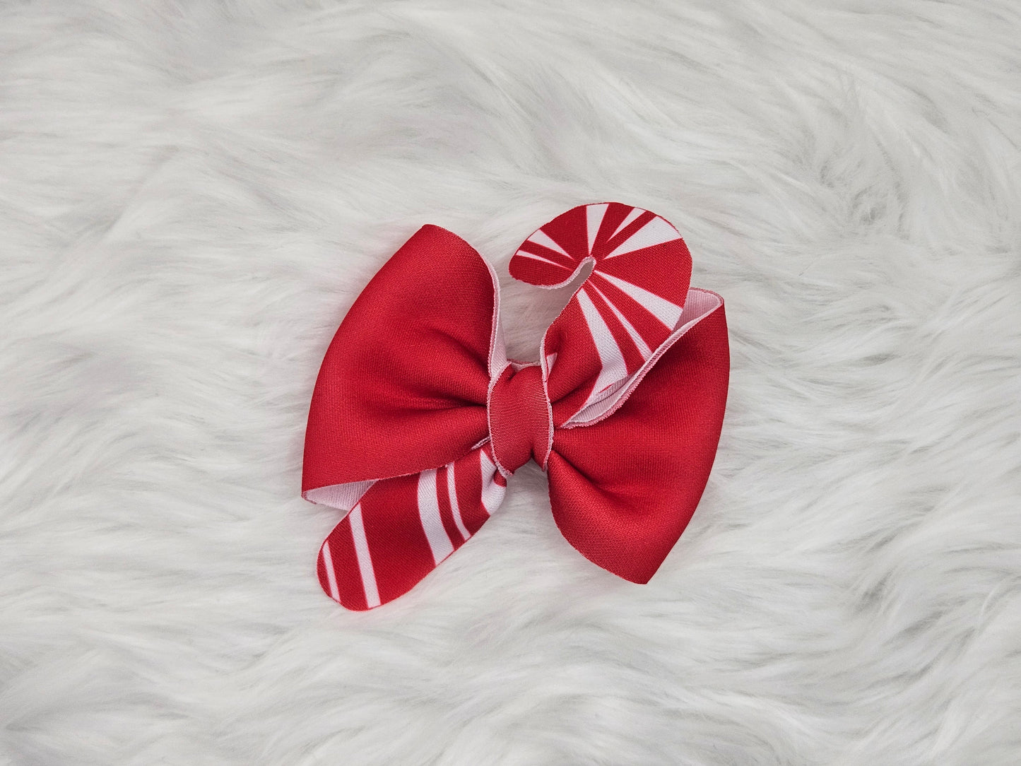 Small "Candy Cane with Red" Hair Bow