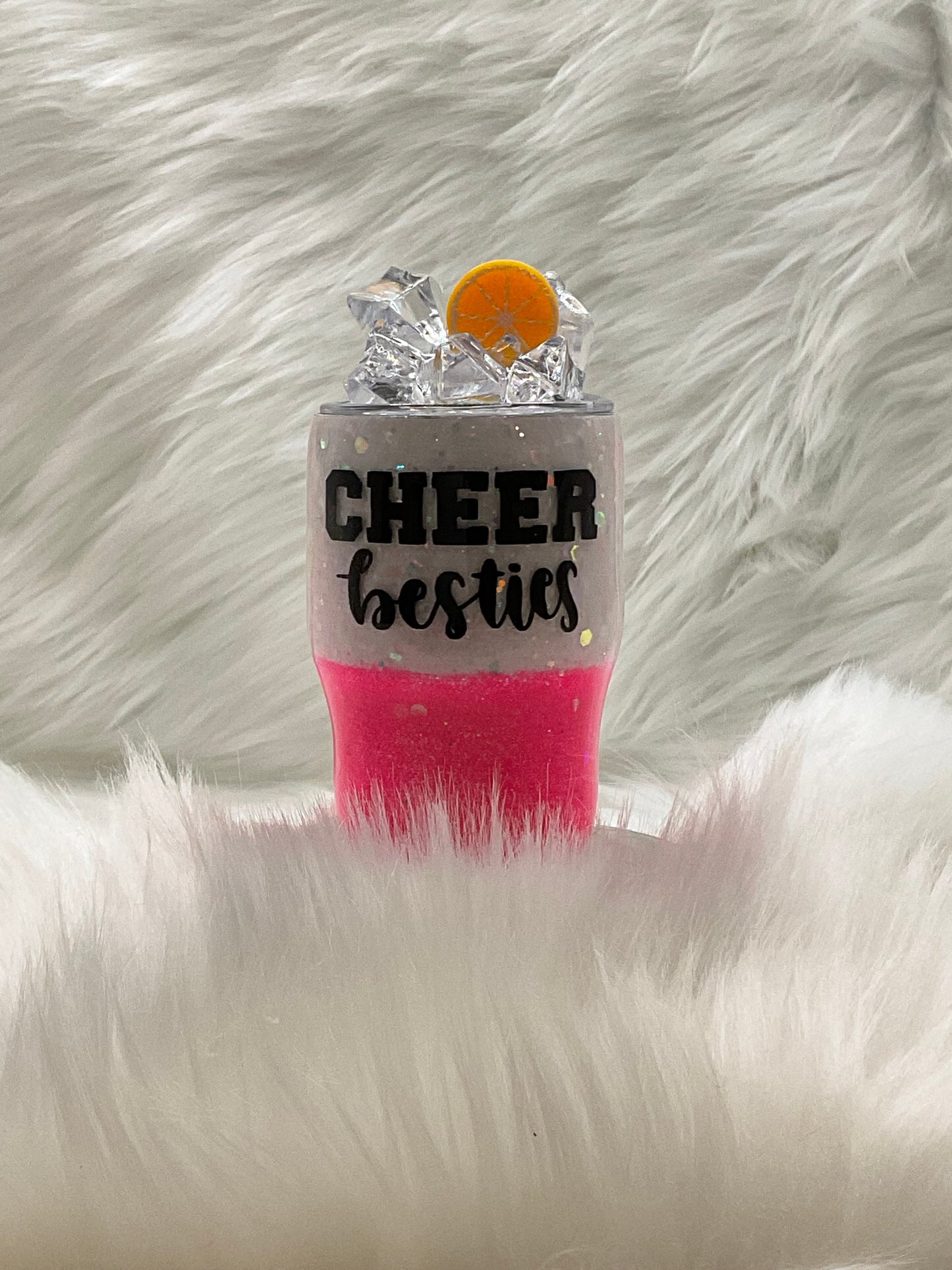 "Cheer Besties" 3oz tumbler Shot Cup with Decorative Top