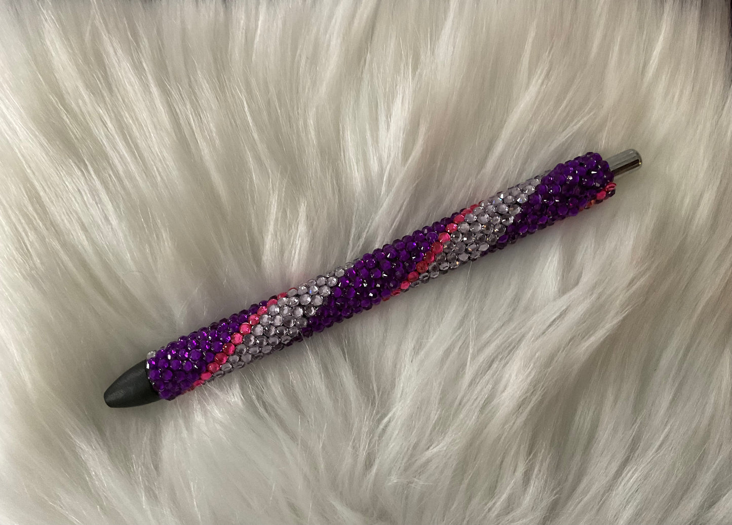 "Purple and White" Pen with Rhinestones