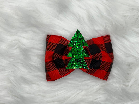 Medium “Sparkly Green Christmas Tree” Hair Bow