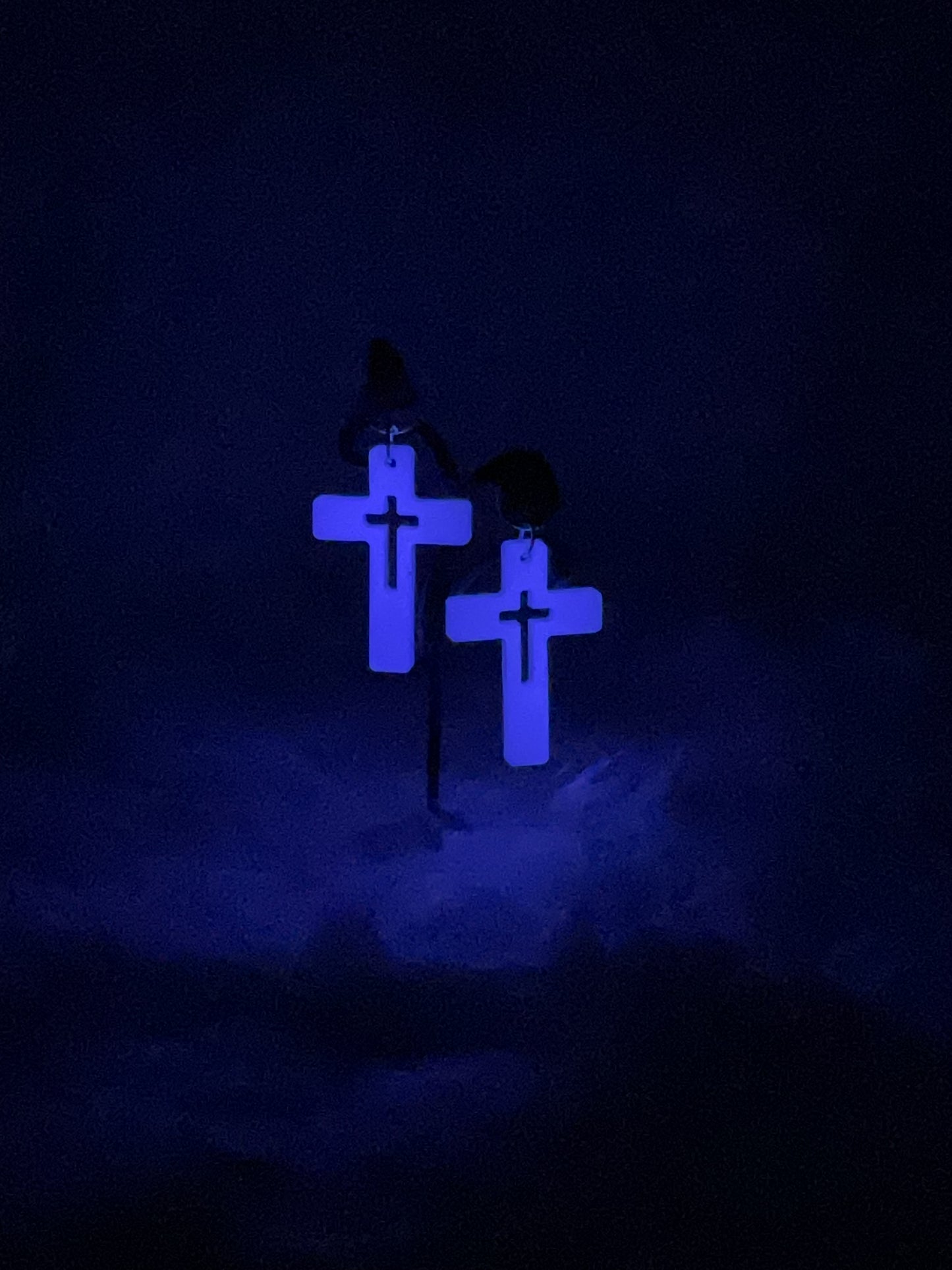 "Glow-in-the-Dark White Cross" Earrings