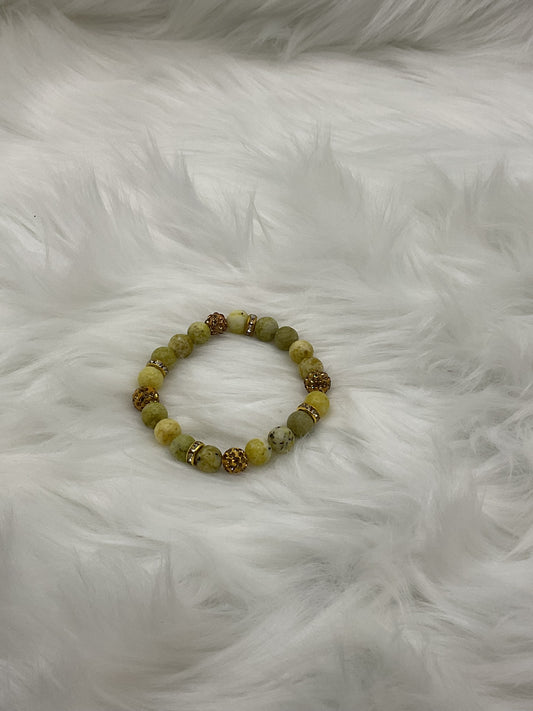 Forest Green and Gold Bead Bracelet