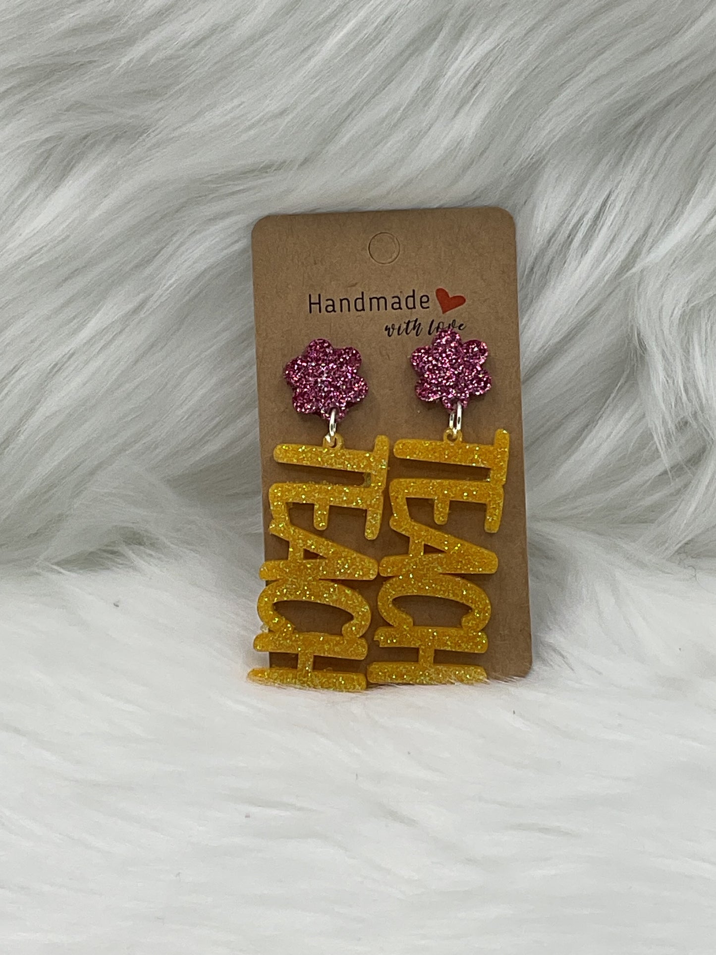 "Glittery Yellow Teach" Earrings