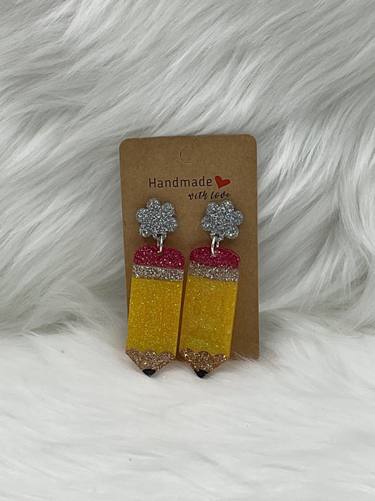 "Glittery Pencil Snowflake" Earrings