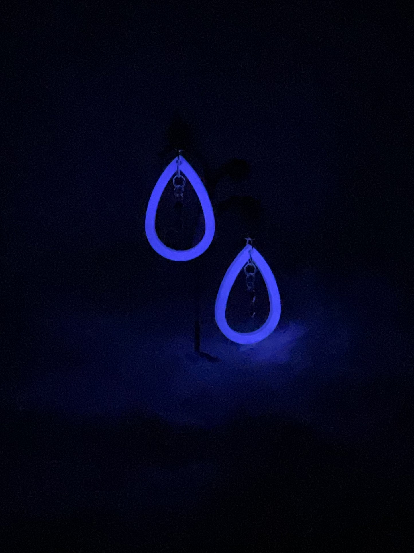 "Glow-in-the-Dark White Teardrop" Earrings