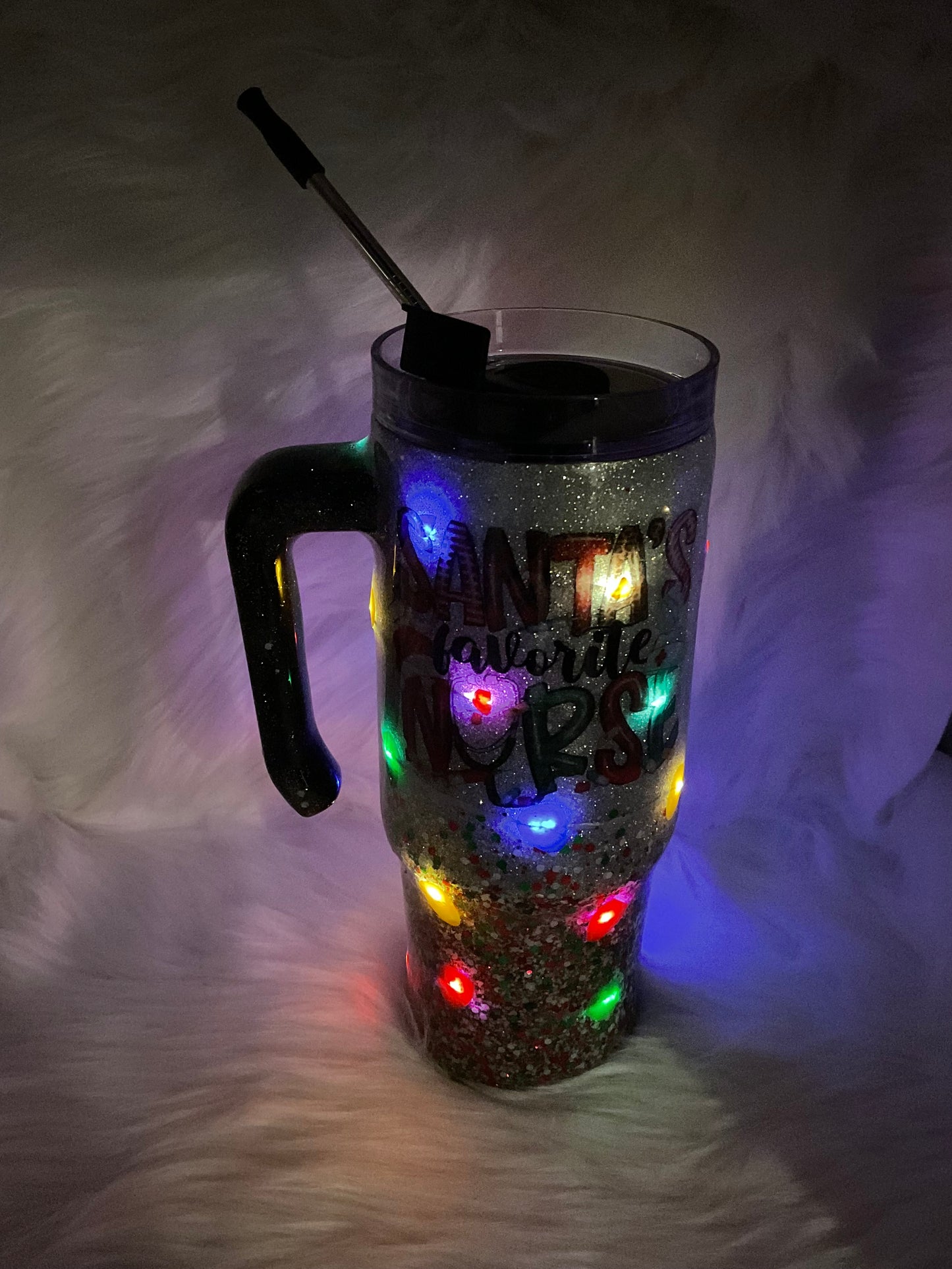 "Santa's Favorite Nurse" 30oz Tumbler with Lights