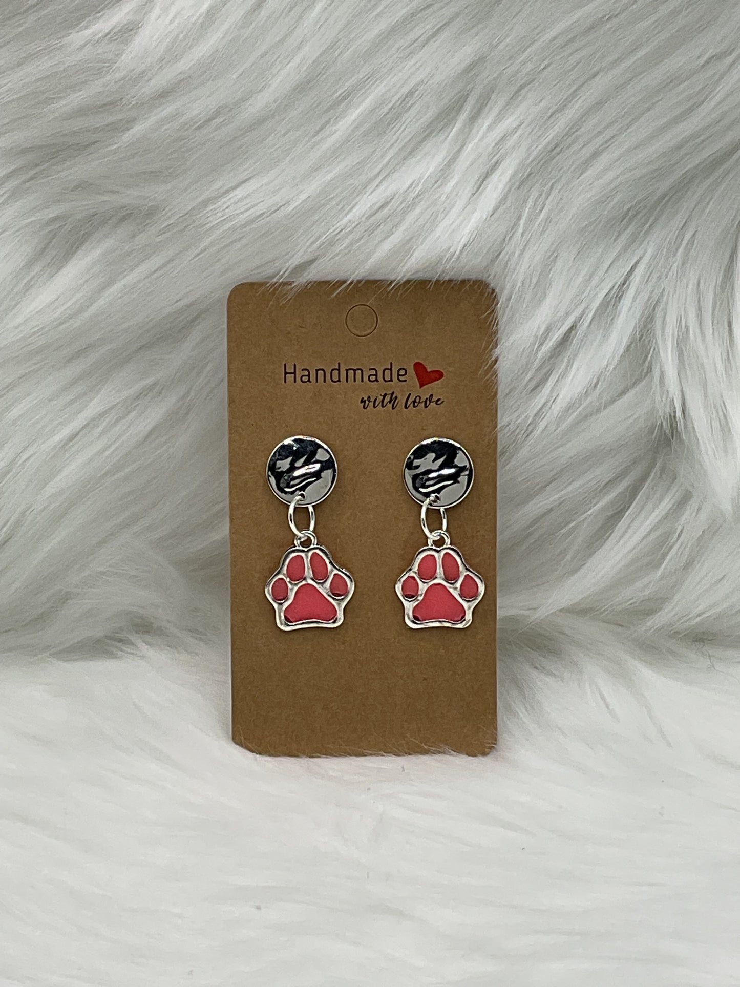 "Pink Dog Paw" Earrings