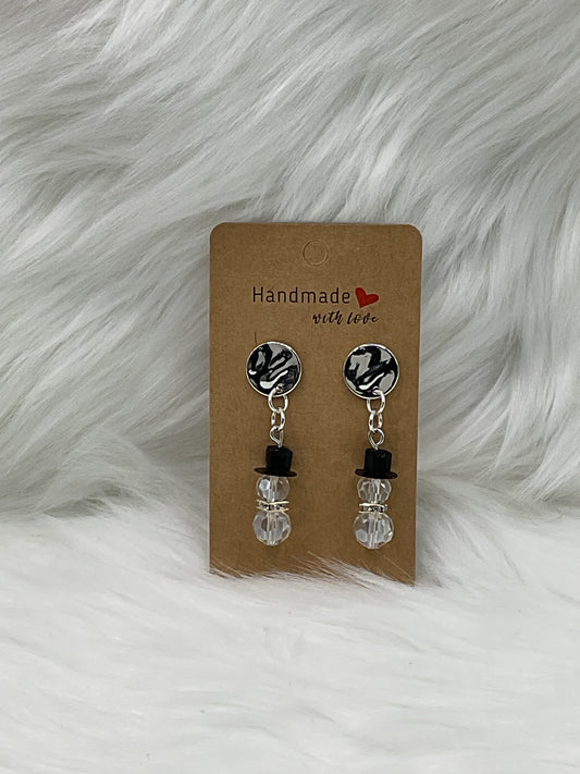 "Snowman Silver Scarf" Earrings