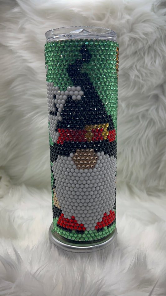 "Gnome with Ghost" 20oz Tumbler with Rhinestones