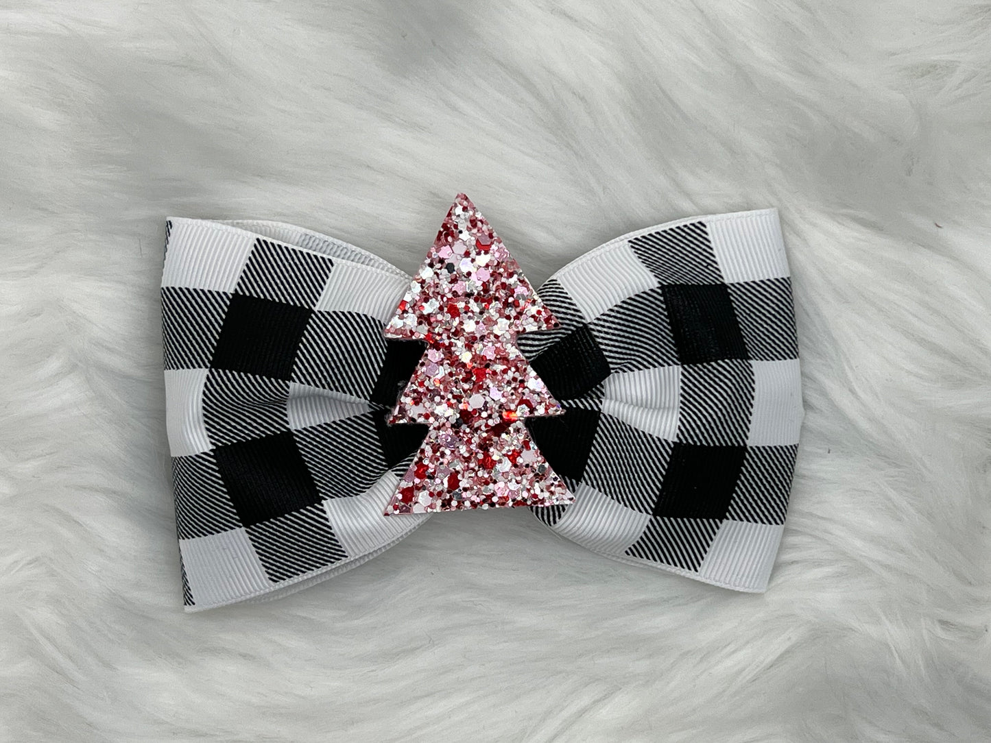 Medium “Sparkly Pink Christmas Tree” Hair Bow