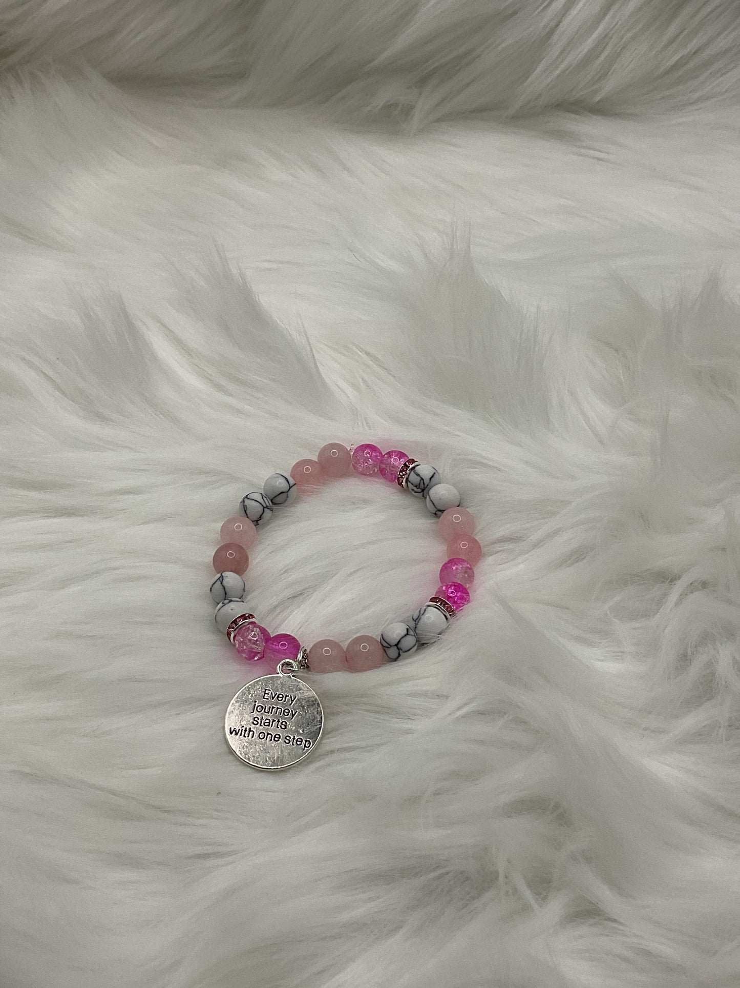 Pink and White Bead Bracelet