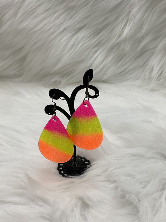 Pink Yellow Orange Teardrop Earrings