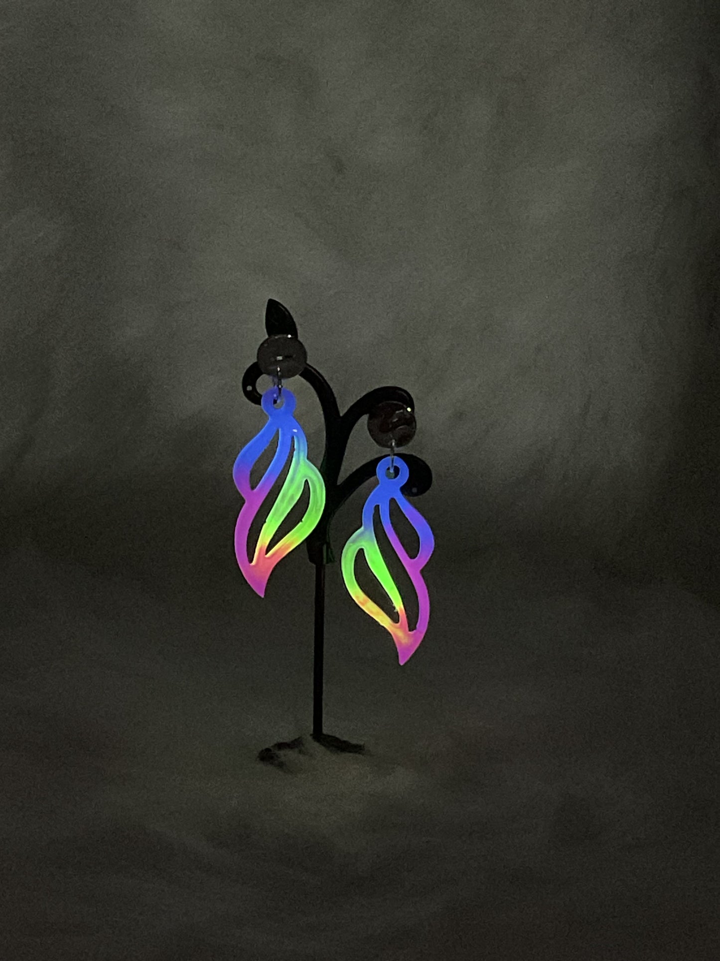 "Glow-in-the-Dark Psychedelic Flames" Earrings