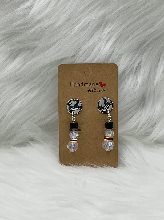 "Snowman Red Scarf" Earrings